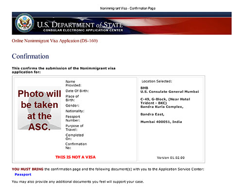 changing ds 160 confirmation number in us travel docs