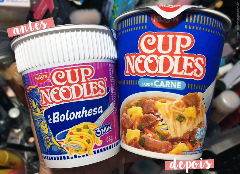 O novo cup noodles antes e depois